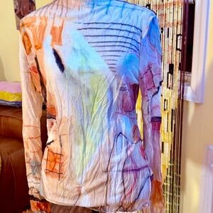 Topshop Multicolor Abstract Long Sleeve Top.